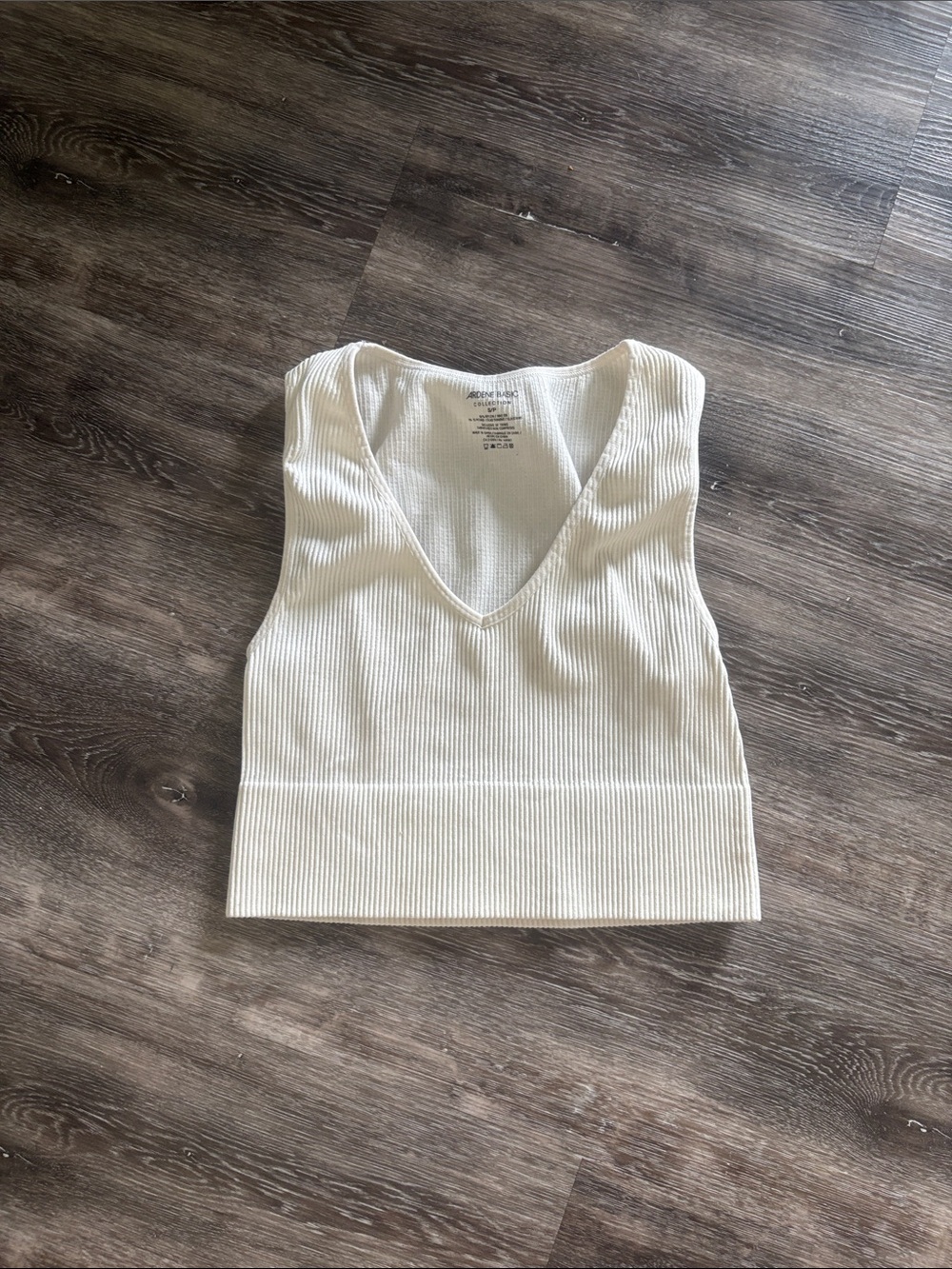 Ardene Cream Ribbed V-Neck Tank Top